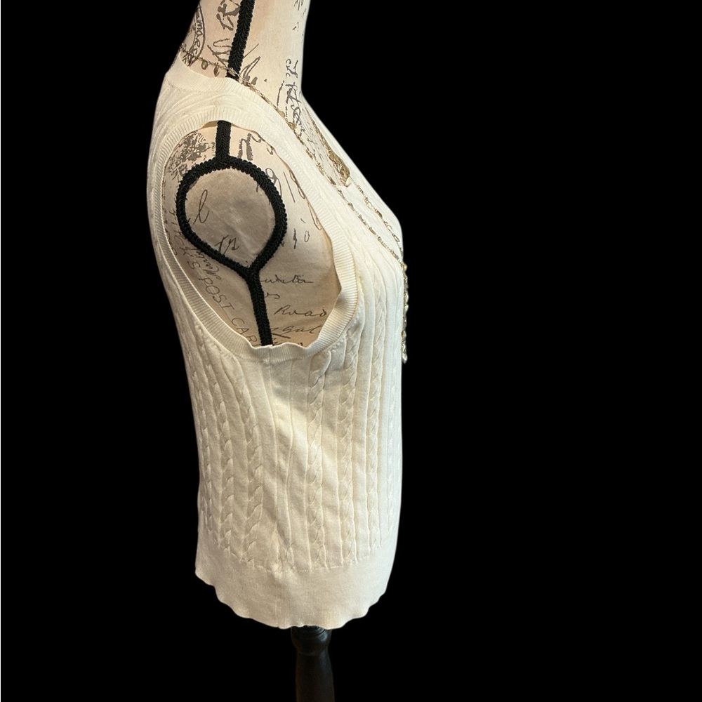 Marled Ivory Cable Knit Tank Top XL - Picture 4 of 6